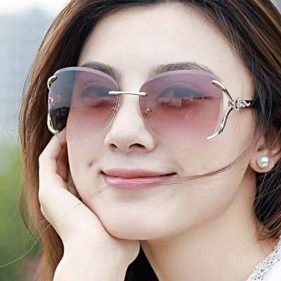 China 15 Years Experience Frameless Soft Cut Clear Edge Red Sunglasses New Fox Head Sunglasses Metal Ladies Fashion for sale