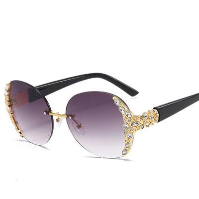 China 15 years experience new European and American ladies rimless sunglasses hippie sunglasses big frame sunglasses with diamonds for sale