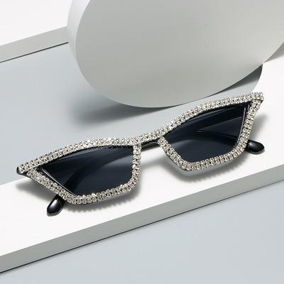 China High quality European and American retro triangle diamond sunglasses personality trend cat eye sunglasses ladies handmade sunglasses for sale