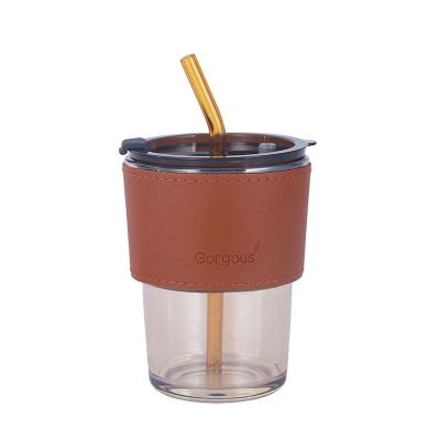 China Creative Straw Spot Simple Portable Water Cup Retro Bamboo Style Stain Household Glass Cup Viable Desktop for sale