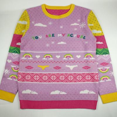 China 2022 Custom OEM Team Club Christmas QUICK DRY Sweater Knitted Cheap Funny Custom Women Ugly Holiday Sweater for sale