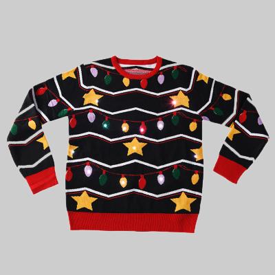 China 2022 Anti-wrinkle custom OEM and ODM logo sweater men design to knit acrylic novelty funny customs lead light up christmas sweaters for sale