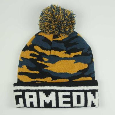 China Customized COMMON LOGO OEM Winter Jacquard Acrylic Custom High Quality Knit Beanie for sale