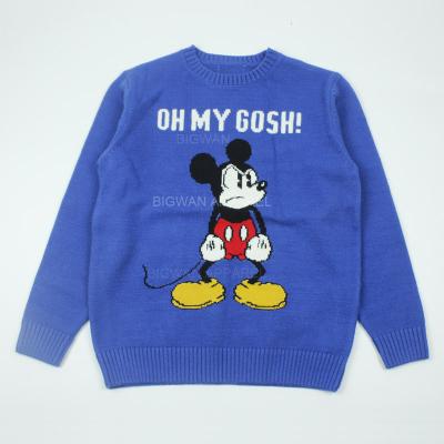 China Custom Anti-wrinkle LOGO OEM kids sweater intarsia knit kids pullovers knitwear crewneck knitted winter cotton designer girl sweater for sale