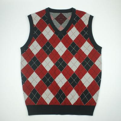 China BigWan Women's V-Neck Female Plaid Anti-Pilling Vintage Vintage Crop Sweater Custom Knitted Vest Sleeveless Vest for sale