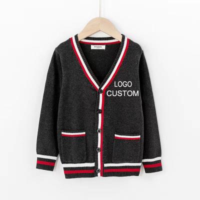 China Anti-pilling fall 2022 supply casual black and white sorority letter style custom logo shrug long sleeve knit sweater cardigan for sale