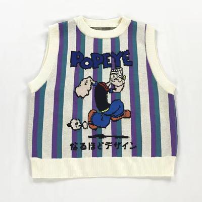 China Anti-wrinkle OEM sweater supplier male casual knit sweater vest cotton standard cartoon knitting men's sweater vest for sale