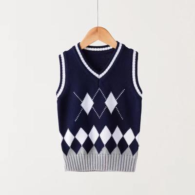 China Custom Made Wool Fair Isle Sweater Argyle Sweater Vest Anti-Wrinkle Vest for sale