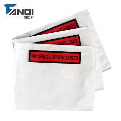 China Wholesale Waterproof Packing Slip List Invoice Waterproof Self Adhesive Plastic Envelopes for sale