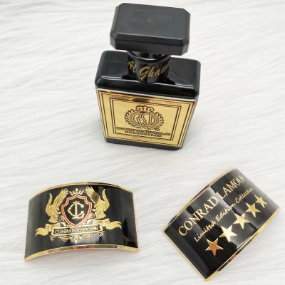 China Waterproof High Quality Custom Cosmetics Private Custom Logo 3D Embossed Perfume and Wine Bottle Adhesive Glass Aluminum Label for sale