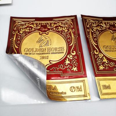 China Wholesale Custom Scratch-Off Private Label Gold Foil Red Wine Hot Stamping Label-Printing Labels Stickers for sale