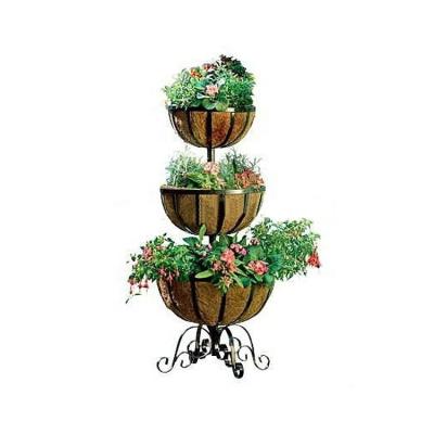 China 2021 CLASSIC Wholesale Iron Metal Decoration Garden Customs Decorative Coconut Coir Fiber Pot Outdoor Flower Pot for sale