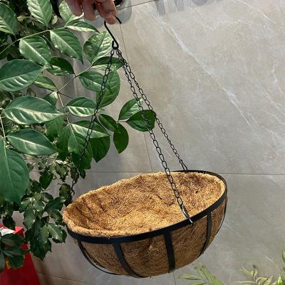 China Modern Attractive Fashion Planter Basket Design Decoration Iron Flower Pots Hanging Coconut Tree Flowerpot for sale