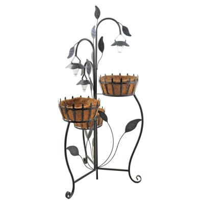 China Iron Metal Factory Sale Various Rack 3 Pcs Solar Light With Baskets for sale