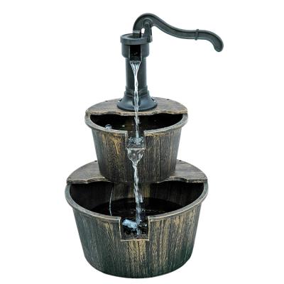 China 2 Tier Swept Brushed Bucket Accent Decoration Living Bronze Garden Fountain for sale