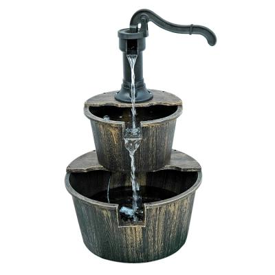 China 2022 New Design Plastic Two Tier Pump Outdoor Water Garden Barrel Fountain P511 for sale