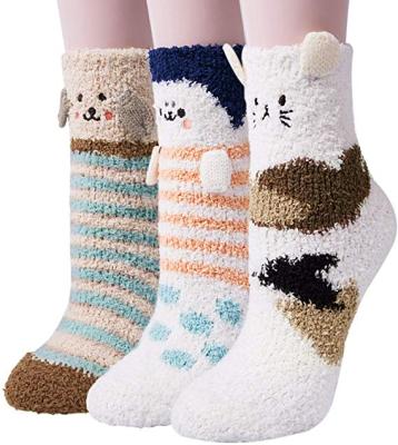 China Winter Fuzzy Warm Slipper Home Sleeping Anti-Fault Cute Animal Socks for sale