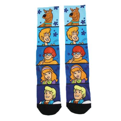 China Custom fashion 100 QUICK DRY polyester logo printing sublimation cartoon boys socks for sale