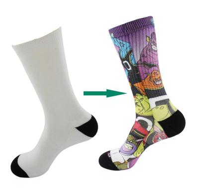 China Anti-Fault Polyester Mens White Wholesale Sublimation Empty Socks Cotton for sale