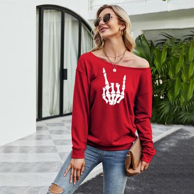 China Viable Autumn 6 Color Casual Halloween Style Printed Oversized Long Sleeve Loose Knitted Sweater For Women for sale