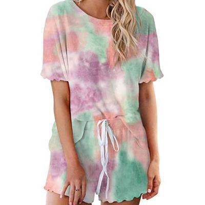 China Wholesale Plus Size Summer Pajama Sets Custom 2 Piece O-Neck Short Sleeve Women Pajama Women Sleepwear Set for sale