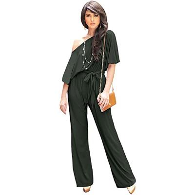 China Wholesale Women Breathable Asymmetric Design Solid Color Plus Size Sexy Single Shoulder Autumn Loose Overalls With Custom Logo for sale