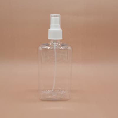 China 250ml Square Cosmetic Wholesale Transparent PET Plastic Spray Bottle for sale