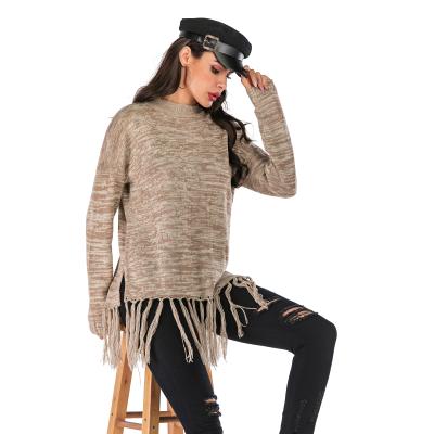 China Anti-wrinkle 2021 autumn and winter long tassel wrap bottom sweater for sale