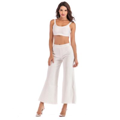 China 2021 anti-static models pure white spring and autumn vest and wide-leg pants women's two-piece pants for sale