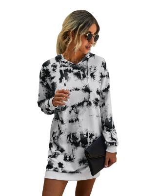 China Anti-wrinkle 2021 autumn women's sweatshirt dress fashion print sweatshirt dress for sale