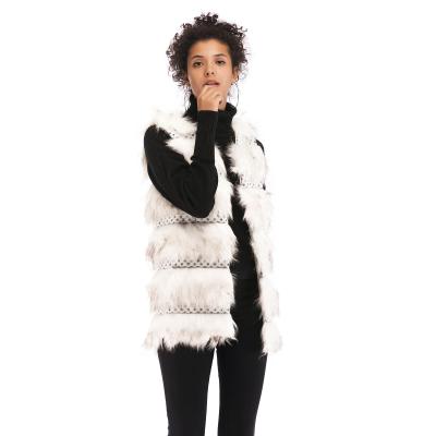 China High Quality Autumn Winter Real Raccoon Fur Coat Anti-wrinkle Warm Fashion Style Rabbit Fur Vest for sale