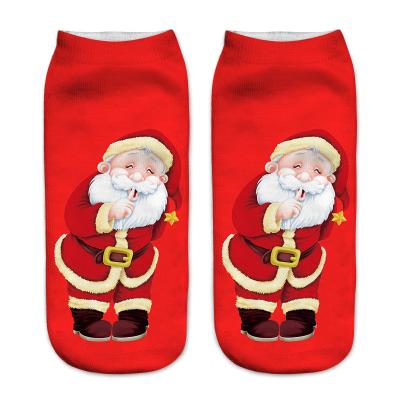 China Yueli Antibacterial 2021 New Year Socks With 3D Printing Christmas Pattern Women Ankle Santa Claus Socks for sale