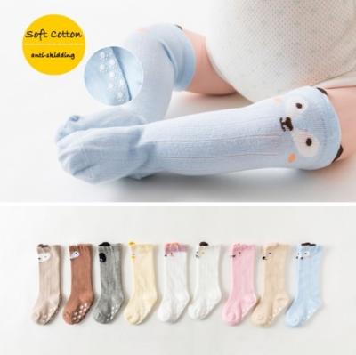 China Cute Design Lovely Girl Cotton Socks Infant Cute Viable Knee High Cartoon Animal Baby Bangs Long Tube Booties Vertical Striped Sokken for sale