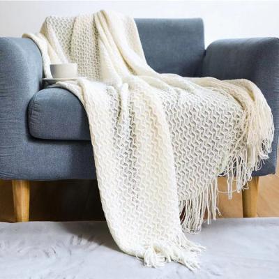 China PORTABLE decorative tassel knitted plain solid color sofa cover for living room office nap for sale