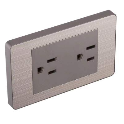 China Gray Multifunction American Socket 118-S Taiwan Switch Three Hole Panel 16A Stainless Steel American Common Type for sale