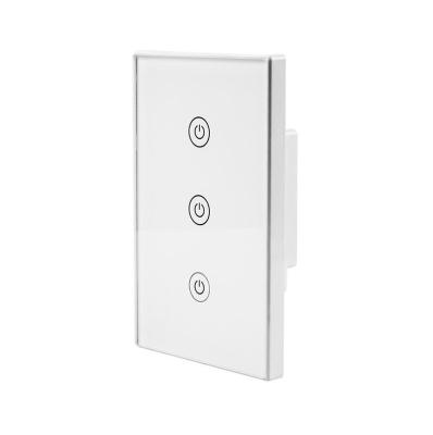 China New 3 Band PC+ABS Us/eu/uk Tuya Standard Touch Screen Light Smart Switch Wifi App Control Home Wall Smart Switch for sale