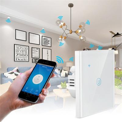 China Smart Wifi Touch Switch No Smart Home Lamp Switch 220v Support Alexa Tuya App Required Neutral Wire 1/2/3/4Gang 86*86*35mm for sale