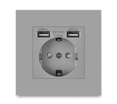 China German Socket 16a European Residential / Multipurpose Eu Standard With Type 86 Universal Double 2 Usb Panel Socket for sale