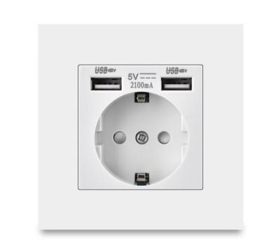 China German Socket 16a European Residential / General Purpose Eu Standard With Type 86 Universal Double 2 Usb Panel Socket White for sale