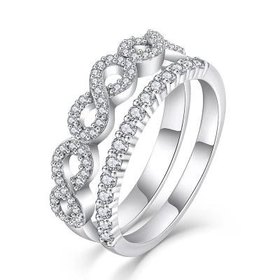 China TRENDY Wedding Ring Engagement Wedding Couple Ring Vintage Twist Set Color Customized Daily Fashion Silver 925 Sterling Silver Trendy Zircon for sale