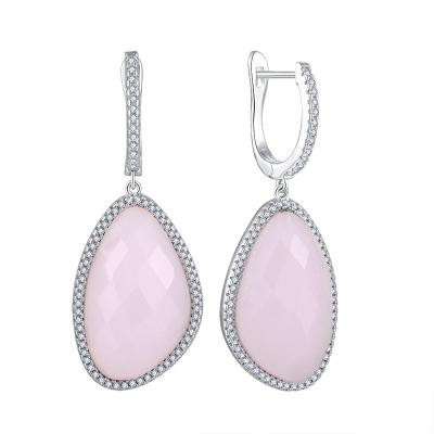 China Wholesale Bulk Irregular Tortoise Flour Vintage Order Gemstone 925S Jewelry Glass Earrings for sale