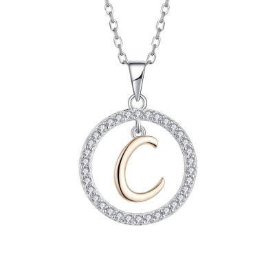 China Wholesale 925 FASHIONABLE Silver Custom Alphabet Initial Letter C Charm Custom Alphabet Pendants Available In Stock for sale