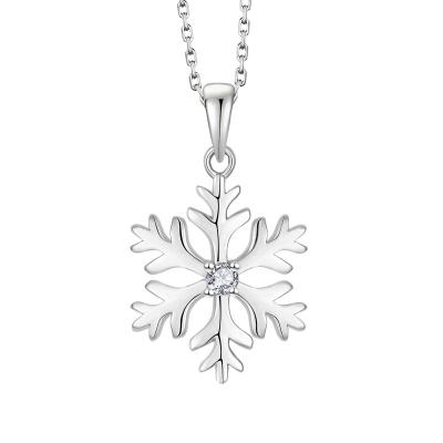 China Wholesale Jewelry TRENDY China Shape 2.5Mm Round White CZ Sterling Silver Snowflake Christmas Pendant for sale