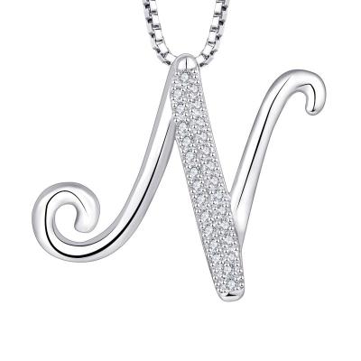 China Custom Fashion Name Letters N Pendant Iced Out Charm Necklace Personalized 925 Sterling Silver Chain Rock Jewelry for sale