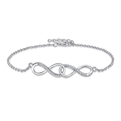 China CLASSIC Infinity Love Endless Symbol Charm Bracelet 925 Sterling Silver Womens CLASSIC Zircon Eternity Custom Designs Daily Accepted for sale