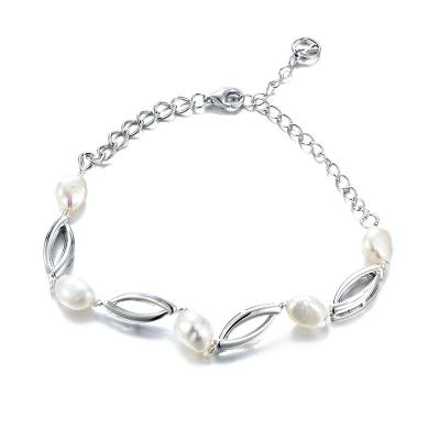 China Factory Made Tasty Bracelet Fashion Jewelry 925 Sterling Silver Heart Baroque Fresh Water Pearl For Women/Girls for sale