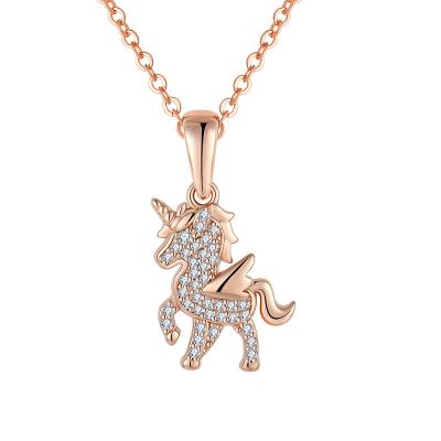 China 925 FASHIONABLE Sterling Silver Custom Pendant Jewelry Rose Gold Plated Fashion Personality Unicorn Custom Pendant for sale