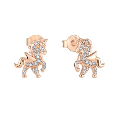 China FASHIONABLE Cute Dangle Austrian Crystal Unicorn Stud Earrings Jewelry For Teen Girl Destiny Jewelery For Best Quality for sale