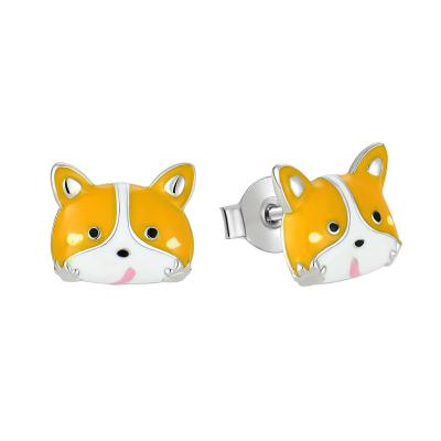 China Fashion High Quality Cute Christmas Gift Cheap Sterling Silver Enamel Cat Stud Earrings for sale