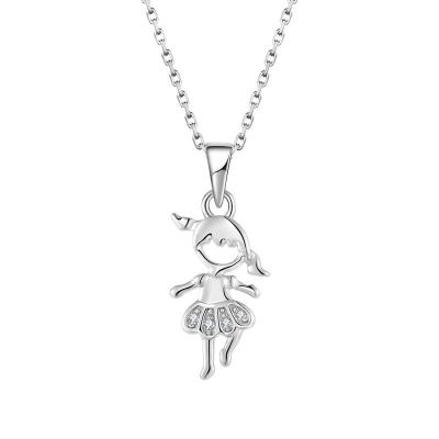 China FASHIONABLE Girl Diamond Rhodium Jewelry 925 Sterling Silver Ballet Girl Pendant for sale